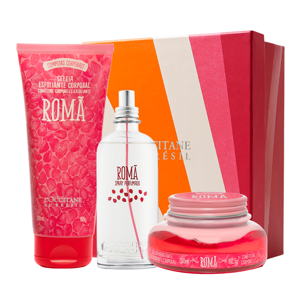 Presente Romã: Spray, Geleia Hidratante e Esfoliante